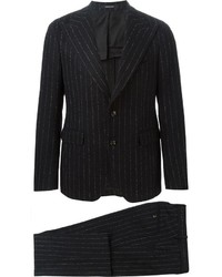 schwarzer vertikal gestreifter Anzug von Tagliatore