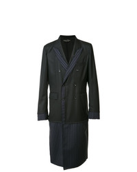 schwarzer vertikal gestreifter Mantel von Comme Des Garcons Homme Plus