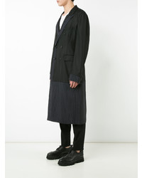 schwarzer vertikal gestreifter Mantel von Comme Des Garcons Homme Plus