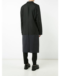 schwarzer vertikal gestreifter Mantel von Comme Des Garcons Homme Plus