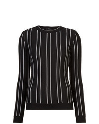schwarzer vertikal gestreifter Pullover mit einem Rundhalsausschnitt