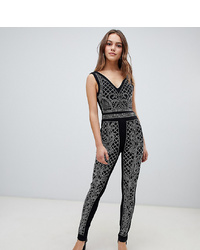 schwarzer verzierter Jumpsuit von Parisian Petite