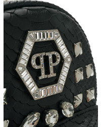 schwarzer verzierter Leder Rucksack von Philipp Plein