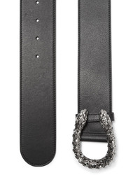 schwarzer verzierter Leder Taillengürtel von Gucci