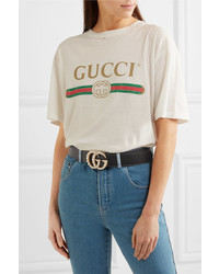 schwarzer verzierter Ledergürtel von Gucci