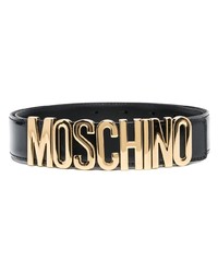 schwarzer verzierter Ledergürtel von Moschino