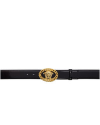 schwarzer verzierter Ledergürtel von Versace