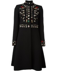 schwarzer verzierter Mantel von Alexander McQueen
