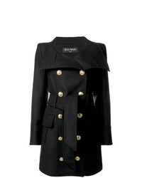 schwarzer verzierter Mantel von Balmain