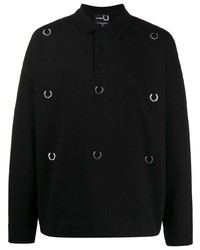 schwarzer verzierter Polo Pullover