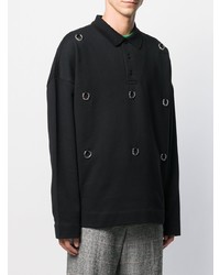 schwarzer verzierter Polo Pullover von Raf Simons X Fred Perry