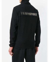 schwarzer verzierter Pullover mit einem Reißverschluß von Plein Sport