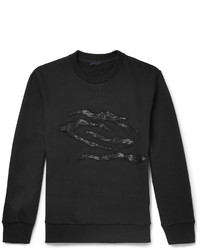 schwarzer verzierter Pullover mit einem Rundhalsausschnitt