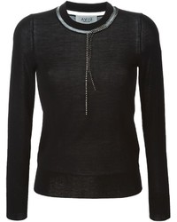 schwarzer verzierter Pullover mit einem Rundhalsausschnitt von Aviu