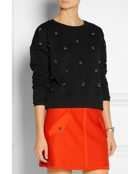 schwarzer verzierter Pullover mit einem Rundhalsausschnitt von DKNY