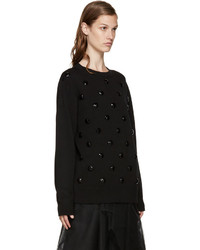 schwarzer verzierter Pullover mit einem Rundhalsausschnitt von Marc Jacobs