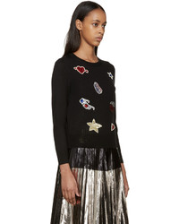 schwarzer verzierter Pullover mit einem Rundhalsausschnitt von Marc Jacobs