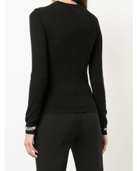 schwarzer verzierter Pullover mit einem Rundhalsausschnitt von Michael Kors Collection