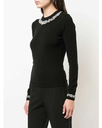 schwarzer verzierter Pullover mit einem Rundhalsausschnitt von Michael Kors Collection