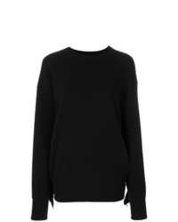 schwarzer verzierter Pullover mit einem Rundhalsausschnitt von Laneus