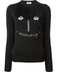 schwarzer verzierter Pullover mit einem Rundhalsausschnitt von Moschino Cheap & Chic