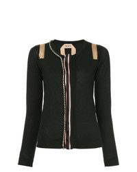 schwarzer verzierter Pullover mit einem Rundhalsausschnitt von N°21