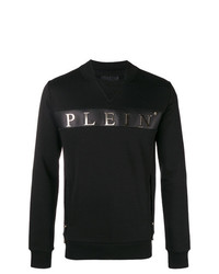 schwarzer verzierter Pullover mit einem Rundhalsausschnitt von Philipp Plein