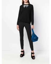 schwarzer verzierter Pullover mit einem Rundhalsausschnitt von Blugirl