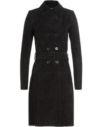 schwarzer Wildleder Trenchcoat