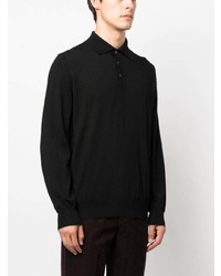 schwarzer Wollpolo pullover von Brunello Cucinelli