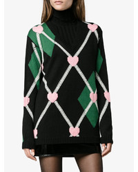 schwarzer Wollpullover mit Argyle-Muster von MSGM