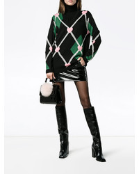 schwarzer Wollpullover mit Argyle-Muster von MSGM