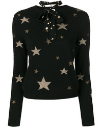 schwarzer Wollpullover mit Sternenmuster von RED Valentino