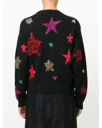 schwarzer Wollpullover mit Sternenmuster von Dolce & Gabbana