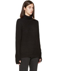 schwarzer Wollrollkragenpullover von Earnest Sewn