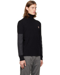 schwarzer Wollrollkragenpullover von MONCLER GRENOBLE