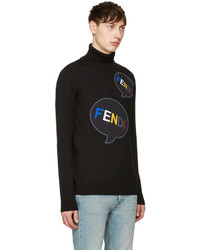 schwarzer Wollrollkragenpullover von Fendi