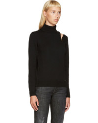 schwarzer Wollrollkragenpullover von Dsquared2