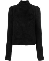 schwarzer Wollrollkragenpullover von Calvin Klein