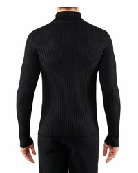 schwarzer Wollrollkragenpullover von Falke