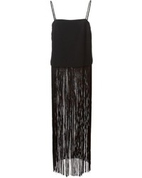 schwarzes ärmelloses Oberteil mit Fransen von DKNY