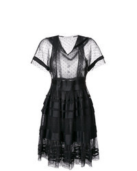 schwarzes ausgestelltes Kleid aus Chiffon