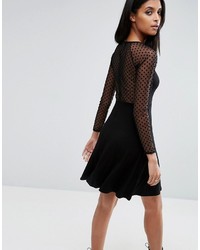 schwarzes ausgestelltes Kleid aus Netzstoff von Asos