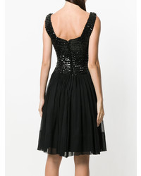 schwarzes ausgestelltes Kleid aus Pailletten von William Vintage