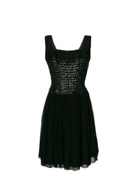 schwarzes ausgestelltes Kleid aus Pailletten von William Vintage