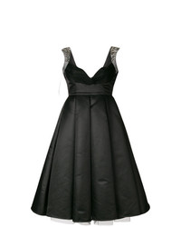 schwarzes ausgestelltes Kleid aus Satin von Philipp Plein