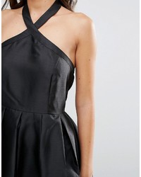 schwarzes ausgestelltes Kleid aus Satin von Vero Moda
