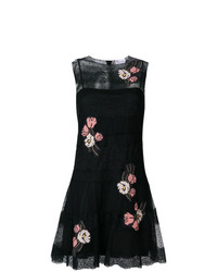 schwarzes ausgestelltes Kleid aus Spitze mit Blumenmuster von RED Valentino
