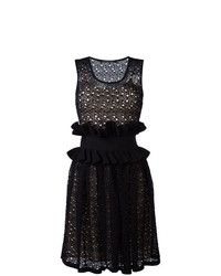 schwarzes ausgestelltes Kleid aus Spitze von Antonino Valenti