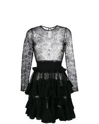 schwarzes ausgestelltes Kleid aus Spitze von Antonino Valenti